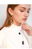 Personality, simple and fashionable circle earrings, fashionable and versatile hollow round pendant earrings, earrings