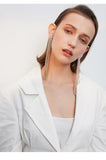 Thin, Atmospheric, All-match Long Tassel Net Red Pendant Simple Stud Earrings