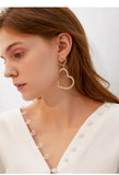 Love Silver Needle Earrings Temperament Long Pendant Personality Simple Earrings Peach Heart Earrings