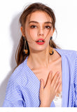 Retro geometric long metal style personality multi-element ring earrings