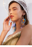 Transparent ring sequins exaggerated bungee earrings personality trendy ear hooks