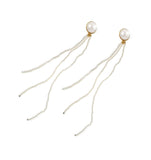 Tassel faux pearl earrings temperament net red retro long earrings
