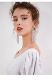 925 Silver Needle Faux Rhinestone Tassel Earrings Long Earrings Exaggerated Personality Earrings Earrings