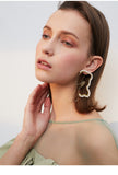 Hollow artificial pearl earrings retro beauty head earrings temperament personality exaggerated wild earrings