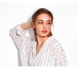 Retro geometric long metal style personality multi-element ring earrings
