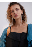 Letter Hipster Earrings Exaggerated Long Earrings Simple Wild 925 Silver Pin Earrings