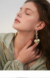 Simple metallic love earrings, long wild design, thin face, atmospheric earrings, women