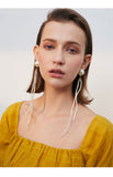 Tassel faux pearl earrings temperament net red retro long earrings