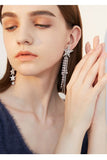 Long asymmetrical niche design earrings five-pointed star faux pearl tassel earrings women
