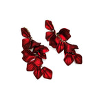 Red petals long earrings earrings