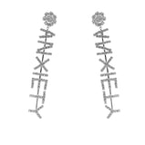 Letter Hipster Earrings Exaggerated Long Earrings Simple Wild 925 Silver Pin Earrings