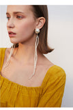Tassel faux pearl earrings temperament net red retro long earrings