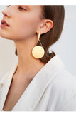 Cold wind golden earrings earrings temperament long round earrings simple retro wild earrings