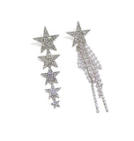 Long asymmetrical niche design earrings five-pointed star faux pearl tassel earrings women