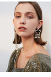 Exaggerated atmosphere new asymmetrical five-pointed star earrings temperament personality long tassel pendant earrings