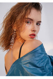 Letter Hipster Earrings Exaggerated Long Earrings Simple Wild 925 Silver Pin Earrings