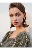 Exaggerated atmosphere new asymmetrical five-pointed star earrings temperament personality long tassel pendant earrings