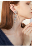 Long asymmetrical niche design earrings five-pointed star faux pearl tassel earrings women