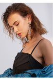 Letter Hipster Earrings Exaggerated Long Earrings Simple Wild 925 Silver Pin Earrings