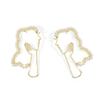Hollow artificial pearl earrings retro beauty head earrings temperament personality exaggerated wild earrings