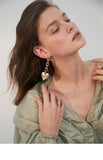 Simple metallic love earrings, long wild design, thin face, atmospheric earrings, women