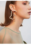 Hollow artificial pearl earrings retro beauty head earrings temperament personality exaggerated wild earrings