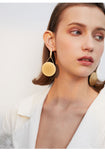 Cold wind golden earrings earrings temperament long round earrings simple retro wild earrings