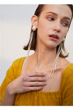 Tassel faux pearl earrings temperament net red retro long earrings