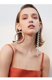 Fashion temperament circle earrings simple exaggerated round long tassel earrings earrings