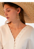 Vintage golden birdcage earrings long fashion hollow stud earrings