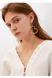 Love Silver Needle Earrings Temperament Long Pendant Personality Simple Earrings Peach Heart Earrings